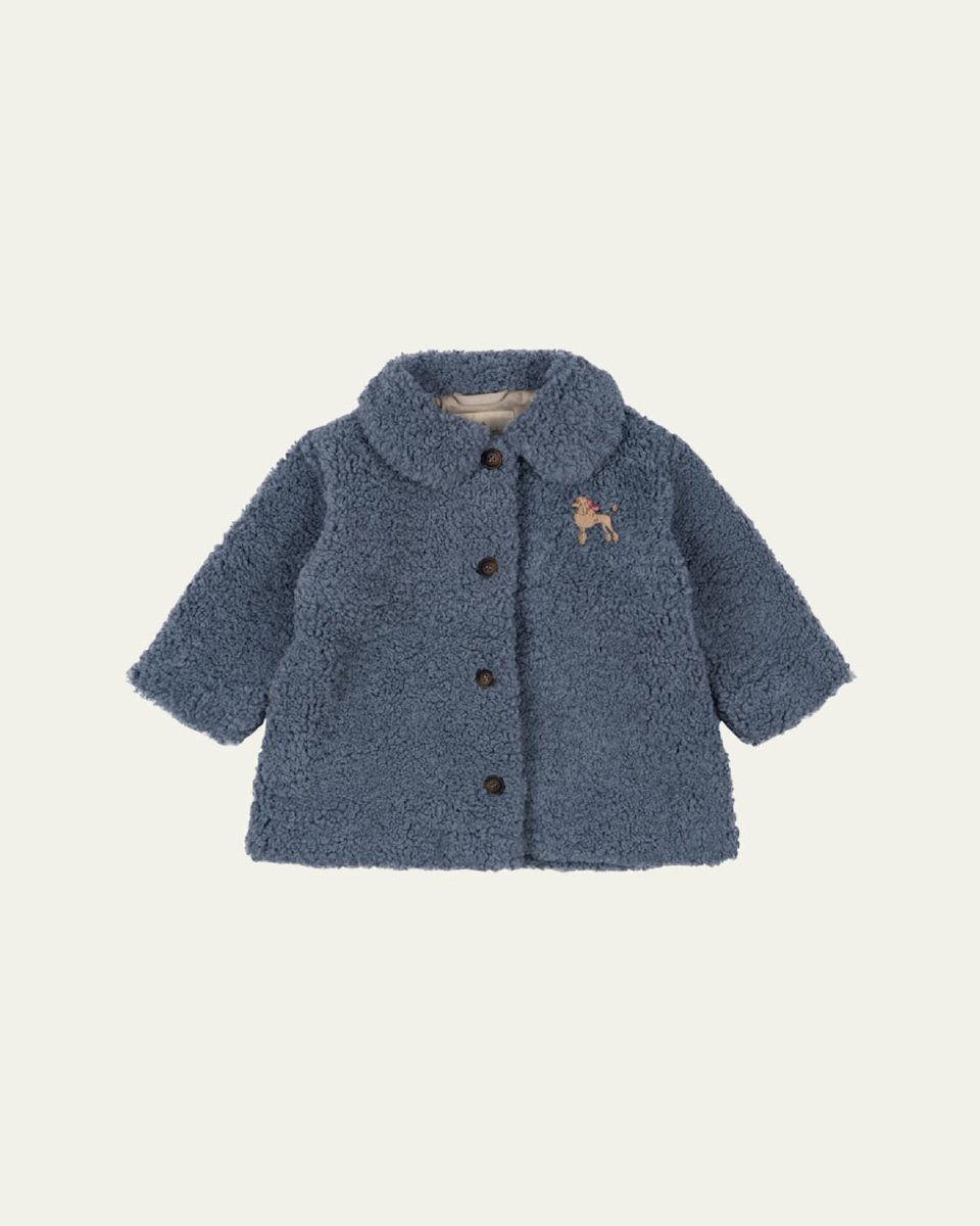 Girl's Tillie Embroidered Faux Fur Coat, Size 18M-10